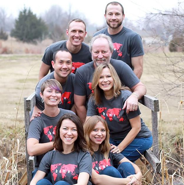 Family photo in their custom family reunion shirts