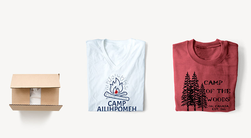 Camp Ailihpomeh and Camp of the Woods summer camp t-shirts