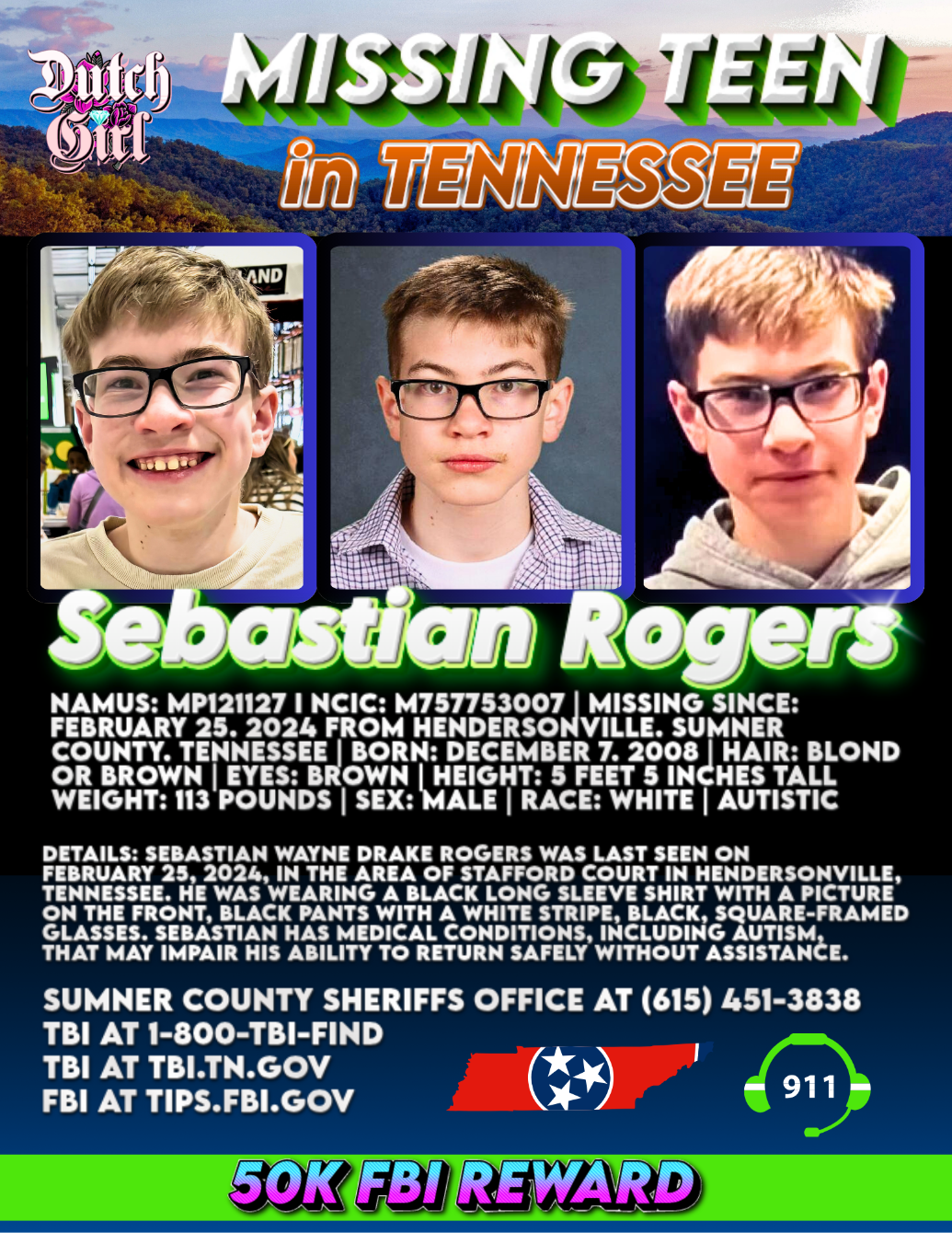 About the Awareness for Missing Sebastian Rogers, TN. campaign on Bonfire 2