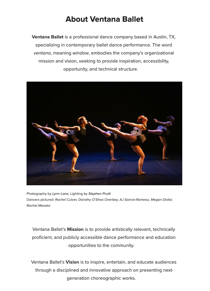 About the Ventana Ballet Swag campaign on Bonfire 2