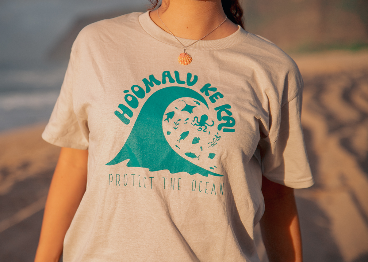 About the Ho'omalu Ke Kai Blue Type Tee campaign on Bonfire 2