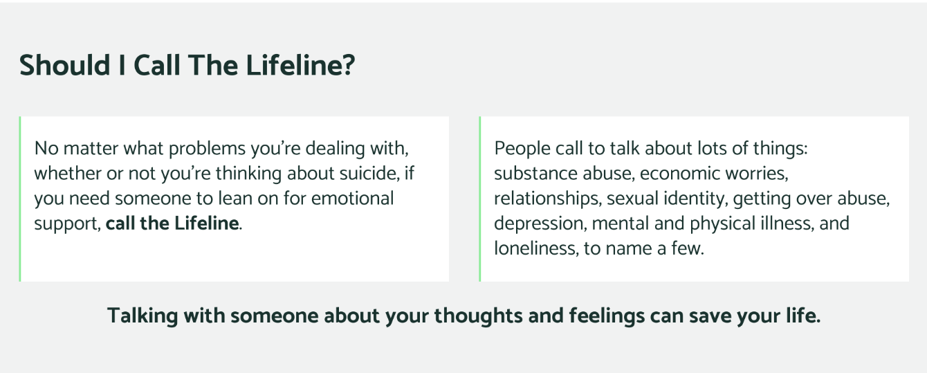 About the White - I'm so glad you're alive - CALL 988&nbsp; campaign on Bonfire 2