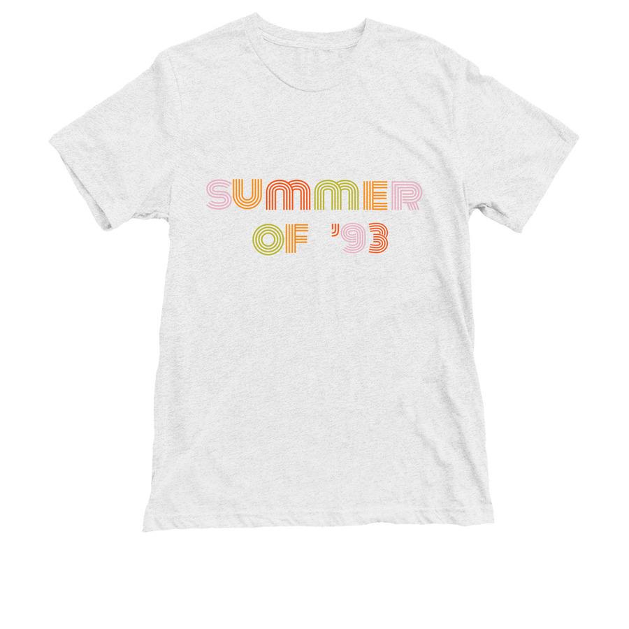 A white summer shirt design that says, "Summer of '93".