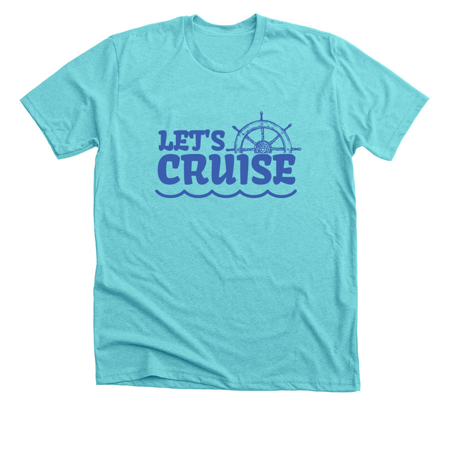 Tahiti blue cruise t-shirt design with wheel and text saying "let's cruise"