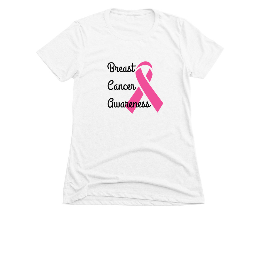 White breast cancer awareness t-shirt design with text saying "breast cancer awareness"