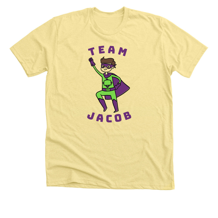 Male superhero shirt with purple cape and mask