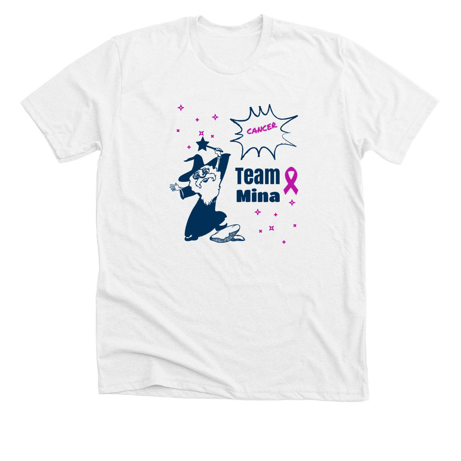 White super hero shirt design with a wizard