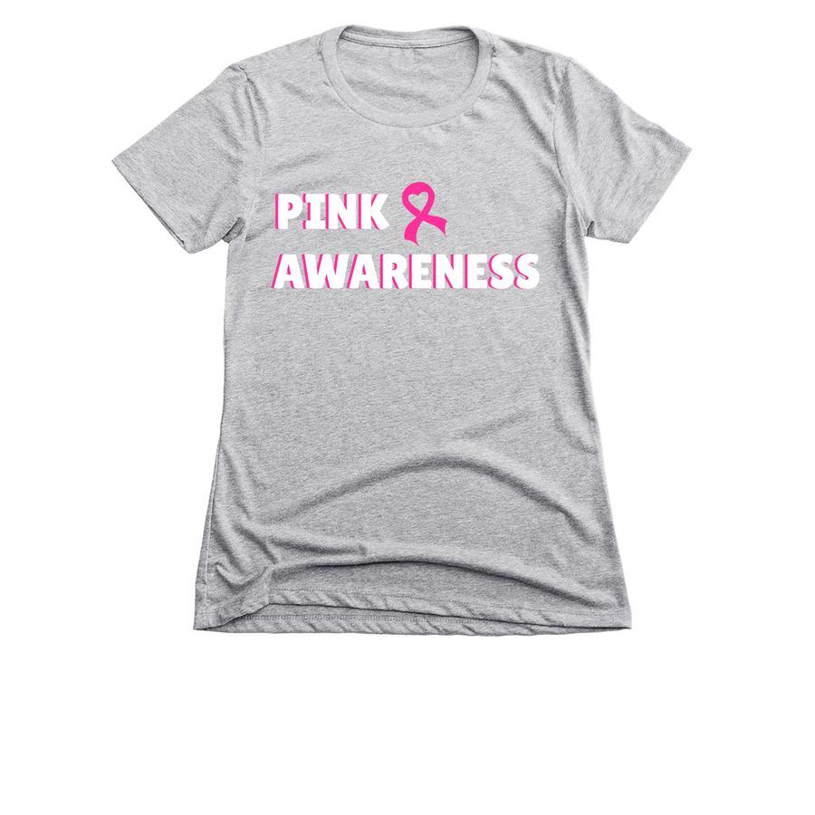 A breast cancer shirt design that says "Pink Awareness".