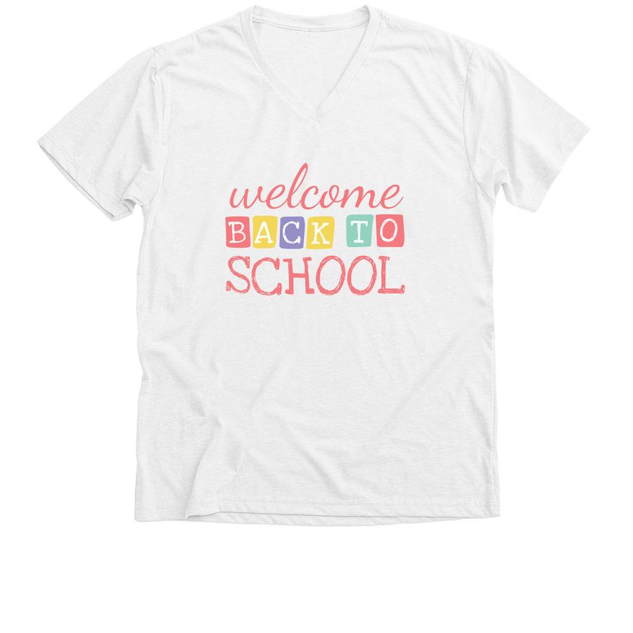 A white back-to-school shirt that says, "Welcome back to school".