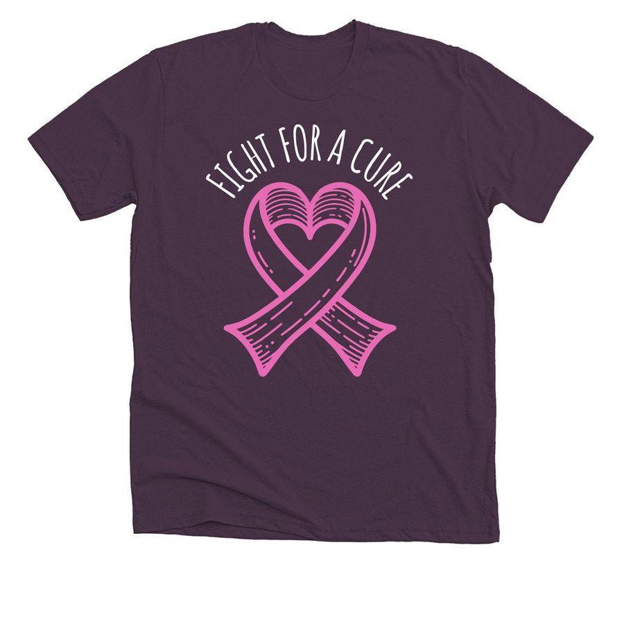 Allmade Heavyweight Recycled Cotton Tee, American Apparel Cotton Blend Tee, American Apparel Fine Jersey Cotton Tee fundraising design template with a heart-shaped ribbon and customizable text: Fight for a Cure