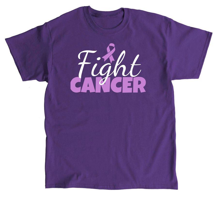 Purple Classic Unisex Tee, Comfort Colors Unisex Tee with a cancer awareness ribbon and the text: I fight cancer
