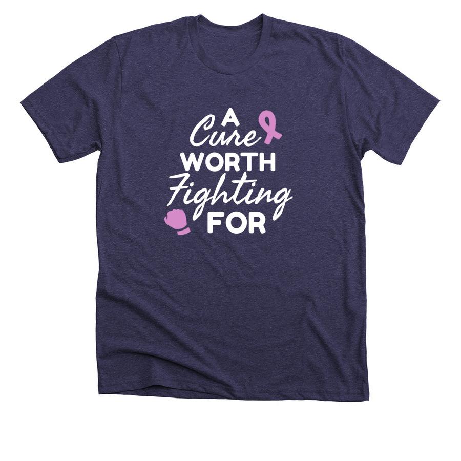 A purple cancer ribbon shirt with white font and a purple cancer ribbon graphic.