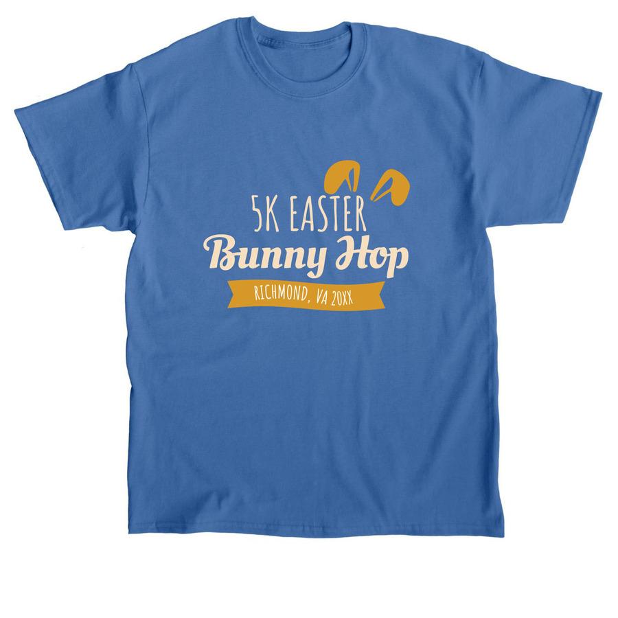 A spring shirt design that says, "5k Easter bunny hop".