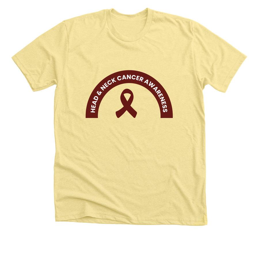 A fundraising shirt design that says, "Head and Neck Cancer Awareness".