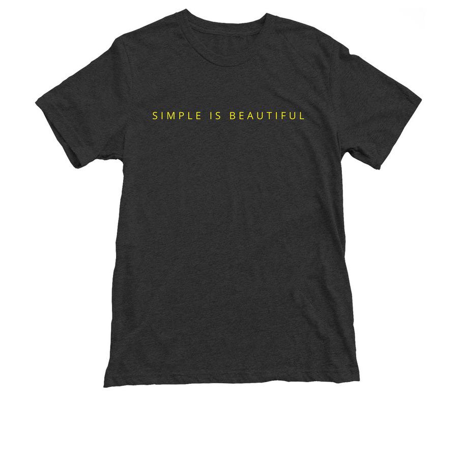 A black typography shirt that says, "Simple is beautiful".