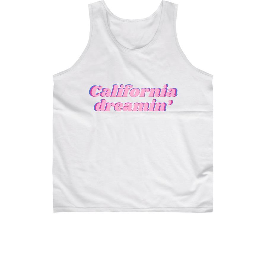 A white retro shirt with a design that says "California dreamin'".