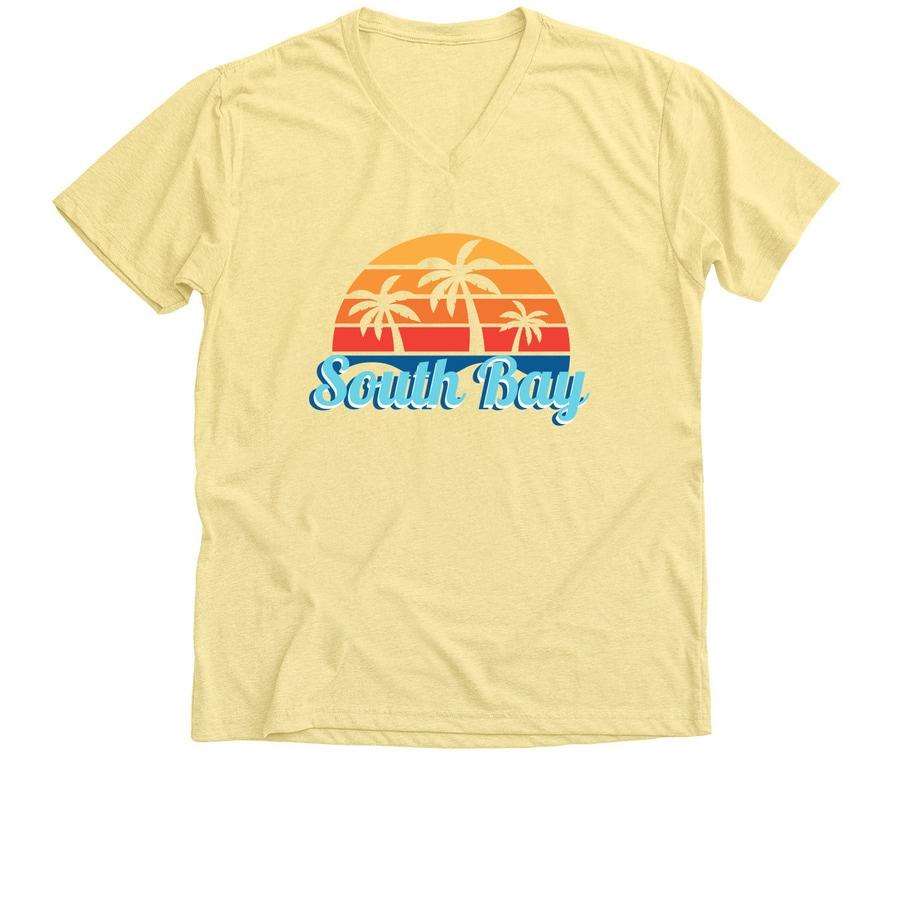 A yellow retro shirt with a design that says "South Bay".