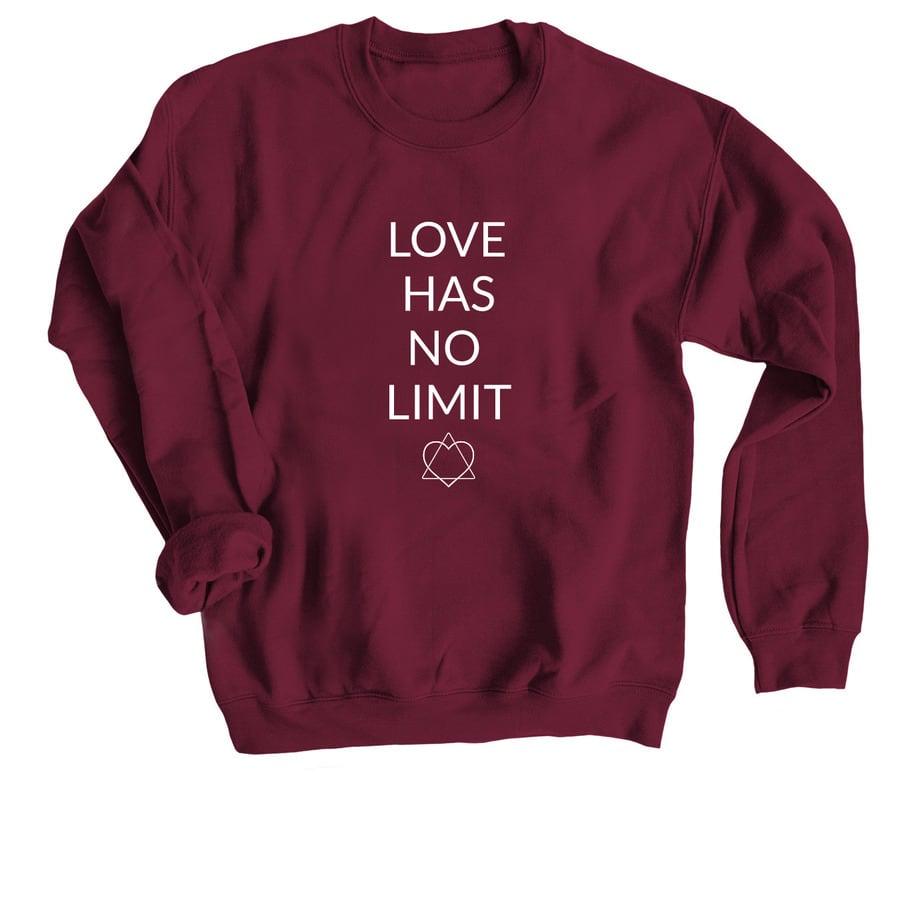 A maroon adoption shirt that says "Love Has No Limits".