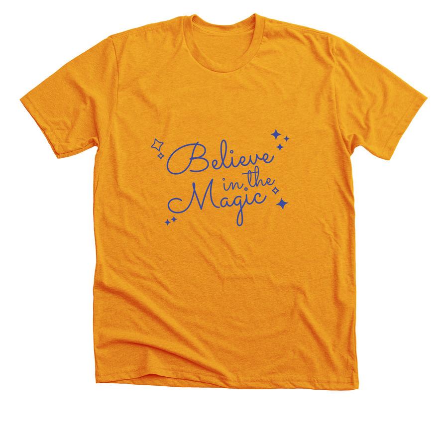 A winter shirt design that says, "Believe in the magic".