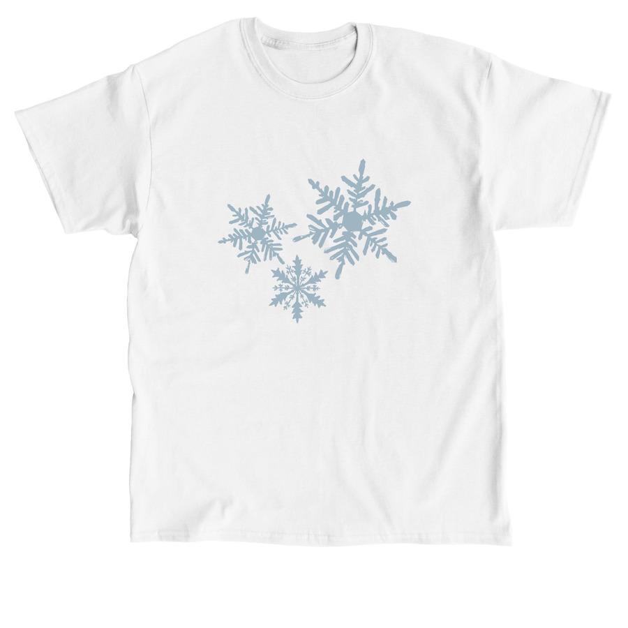 A winter shirt design that has graphics of snowflakes.
