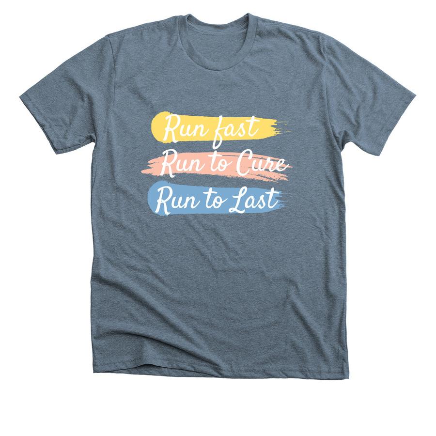A fundraising shirt design that says "Run to Cure".