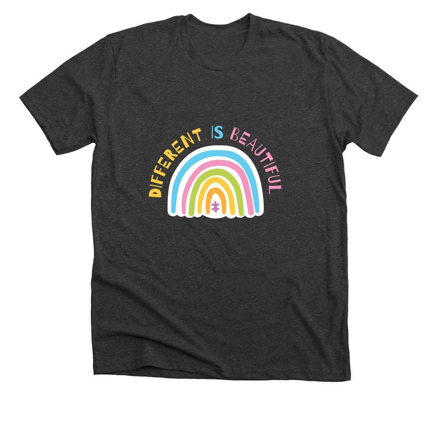 A fundraising shirt design that says, "Different is Beautiful".