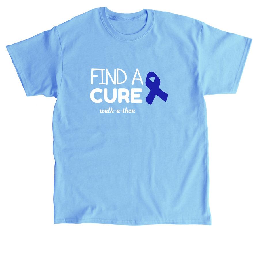 A fundraising shirt design that says "Find a Cure Walk-a-thon".