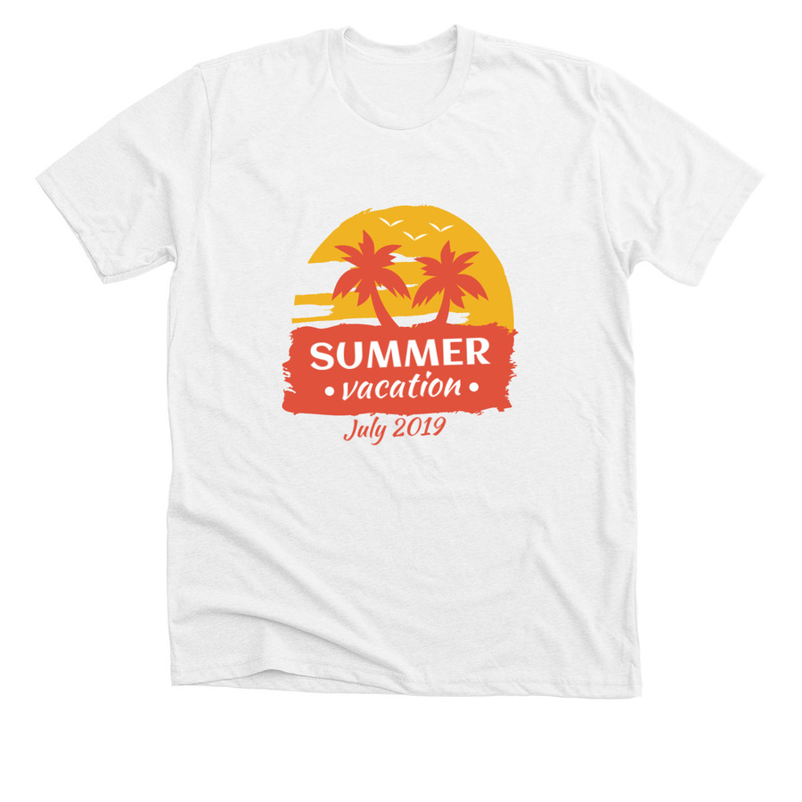 White summer vacation t-shirt design with palm trees