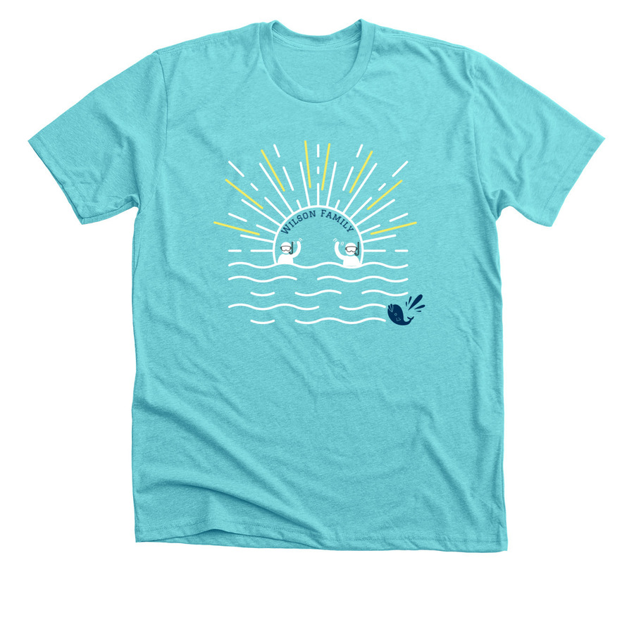 Tahiti blue vacation t-shirt design with sun and scuba divers