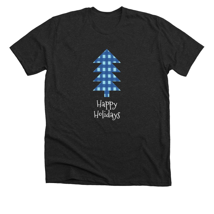 Happy holidays shirt design with a gingham tree