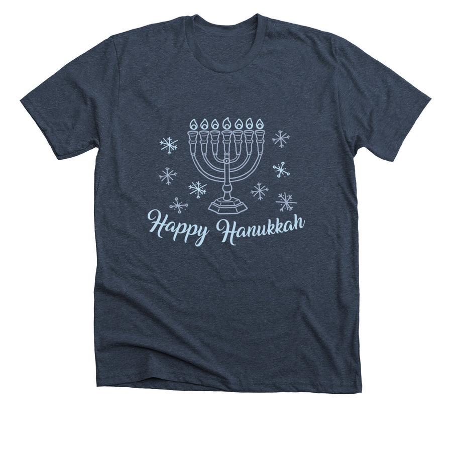 Happy Hanukkah shirt design with a menorah