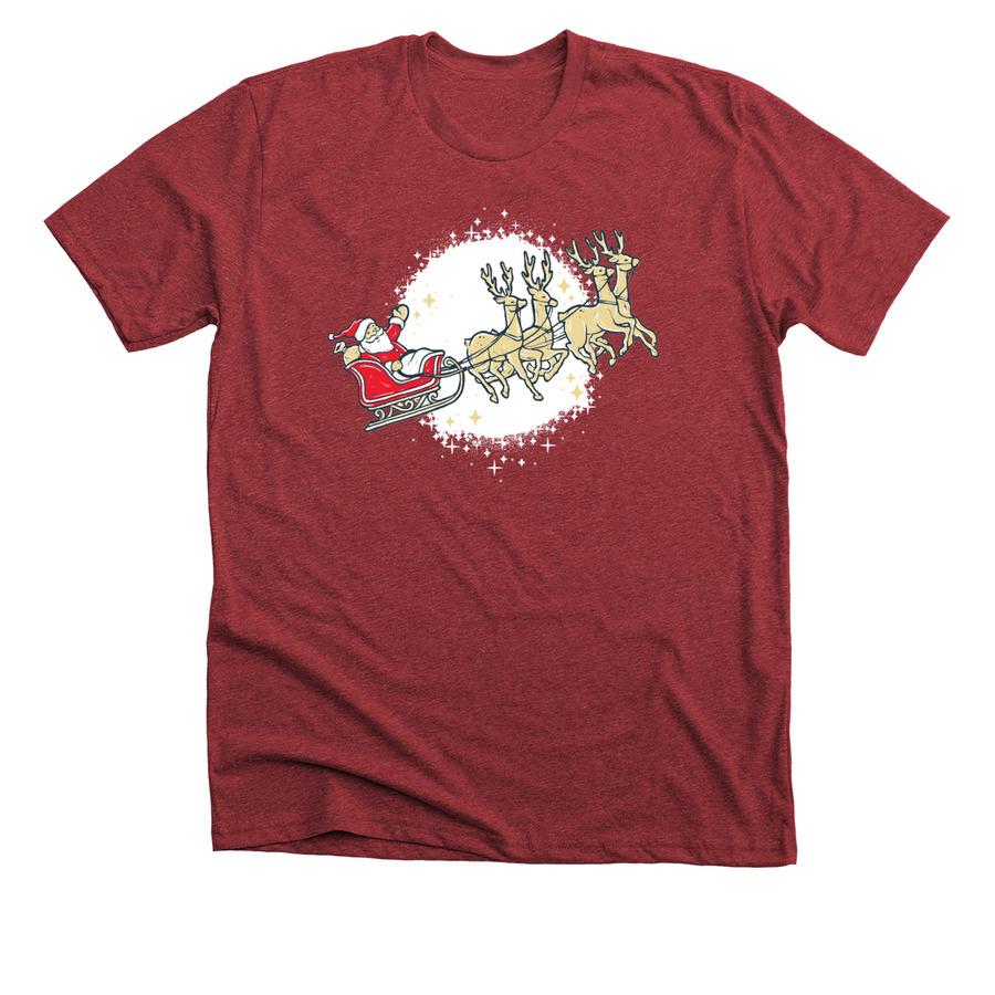 Holiday shirt design with Santa Clause and a reindeer
