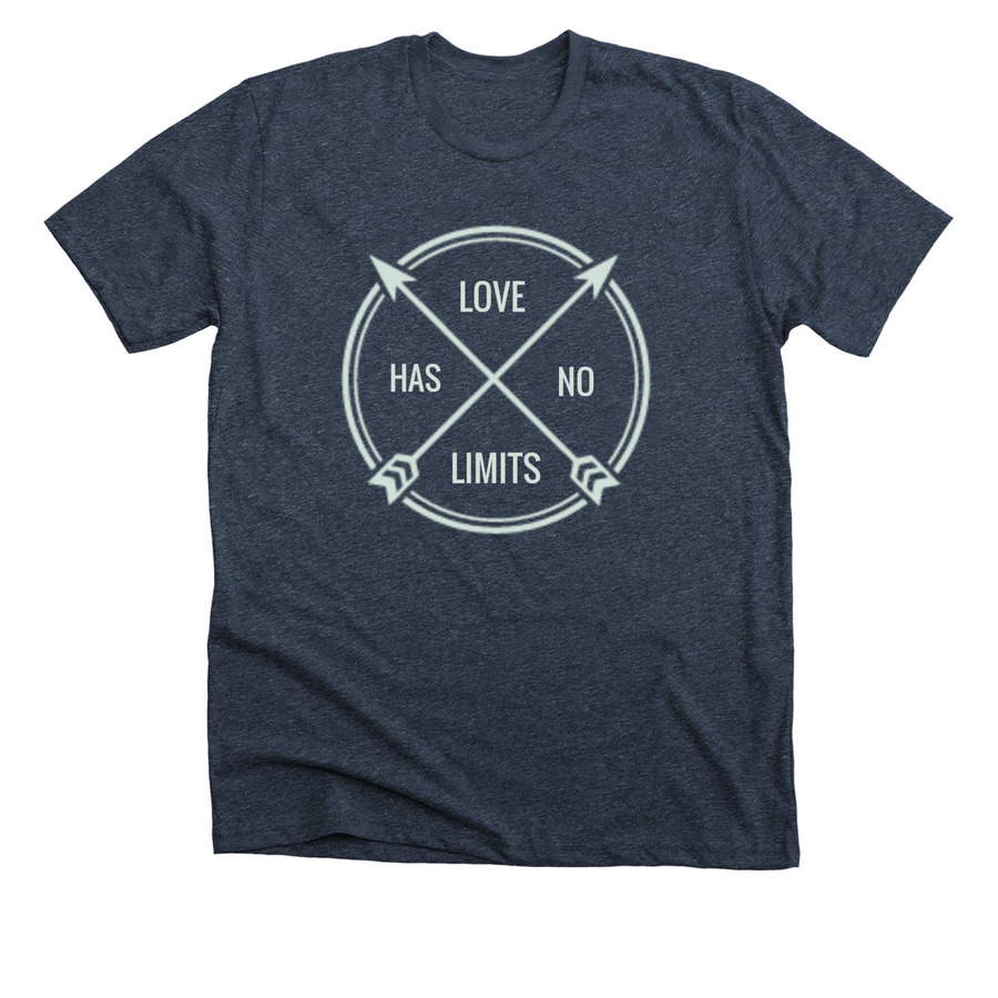 midnight navy shirt with arrows and love has no limits text