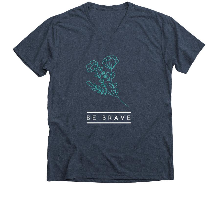 dark heather shirt with plant image and be brave text