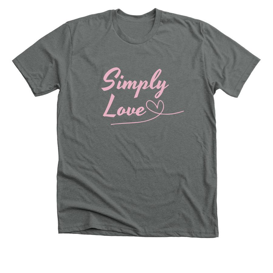 heavy metal shirt with simply love text and heart flourish