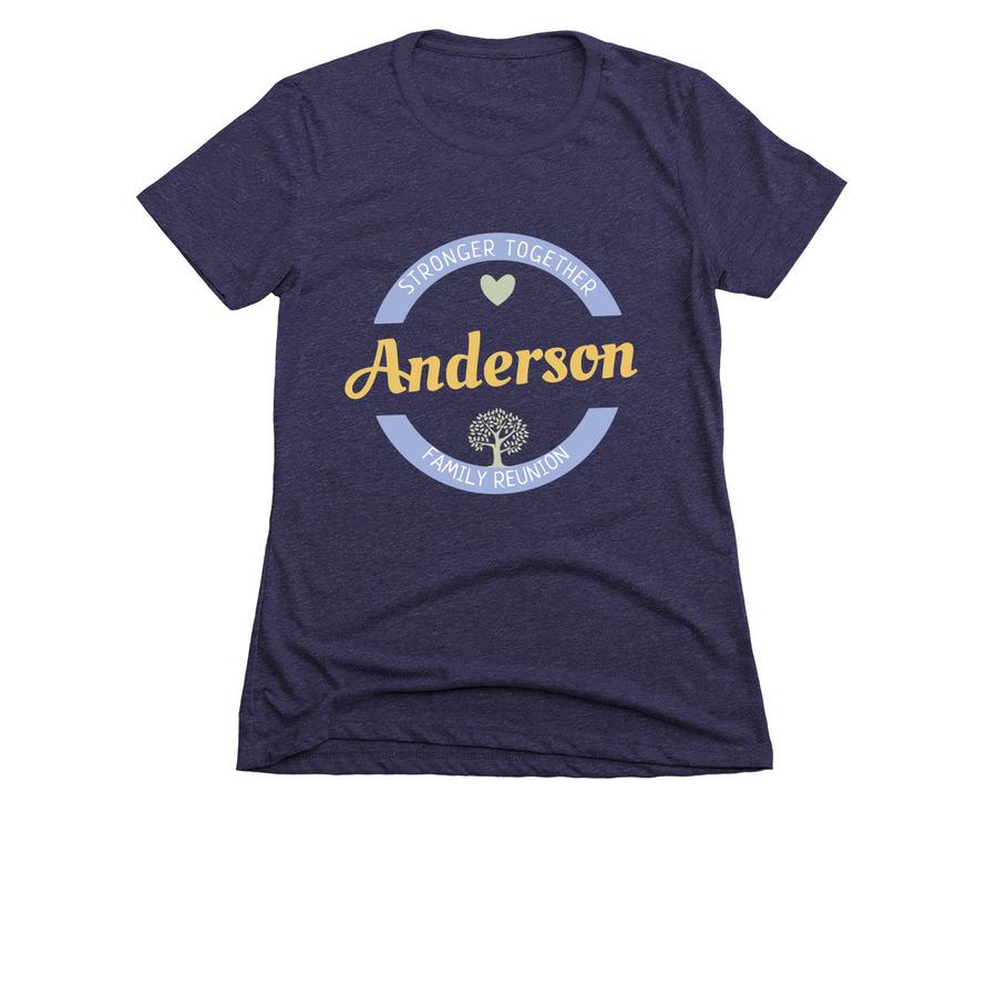A purple family reunion shirt that says, "Anderson family reunion".