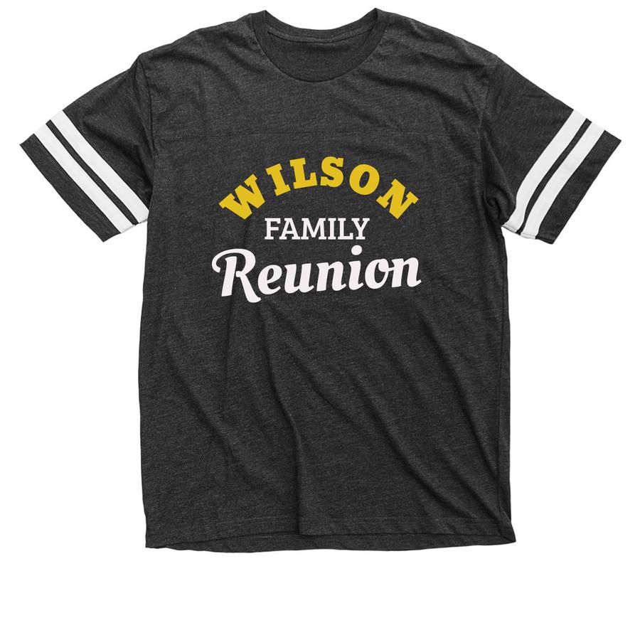 A charcoal family reunion shirt that says, "Wilson family reunion".
