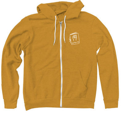 Bookmaking for the People, a Heather Mustard Zip Up Hoodie