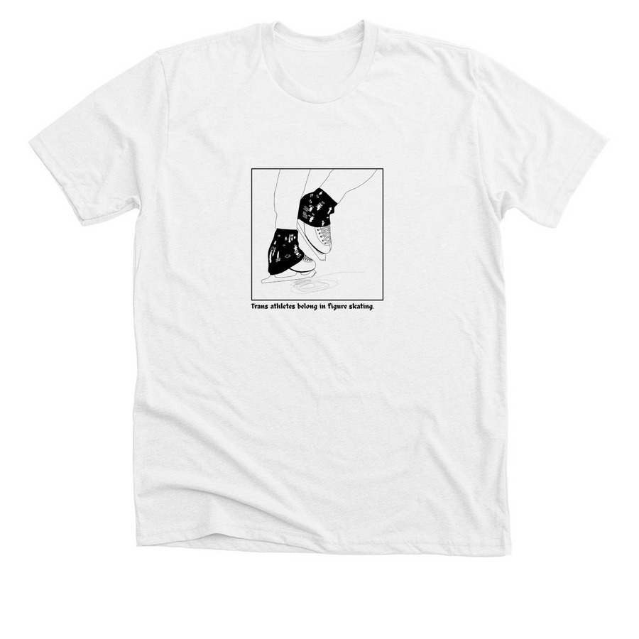 2.0 Trans athletes belong in figure skating., a Solid White Blend Premium Unisex Tee