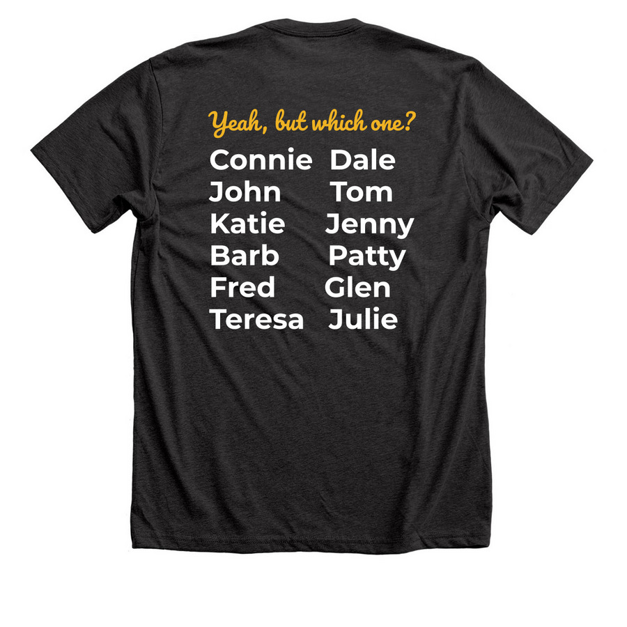 "You Look Like A Boswell", a Dark Grey Heather Premium Unisex Tee (back-view)