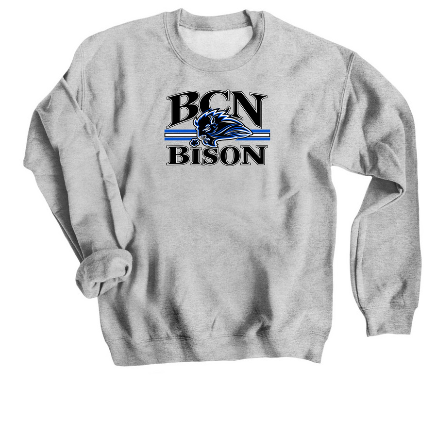 BCN Bison, a Sport Grey Crewneck Sweatshirt