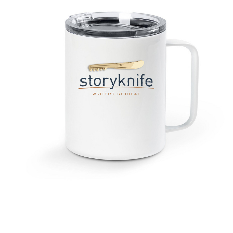 Storyknife Travel Mug, a White Stainless Steel Travel Mug