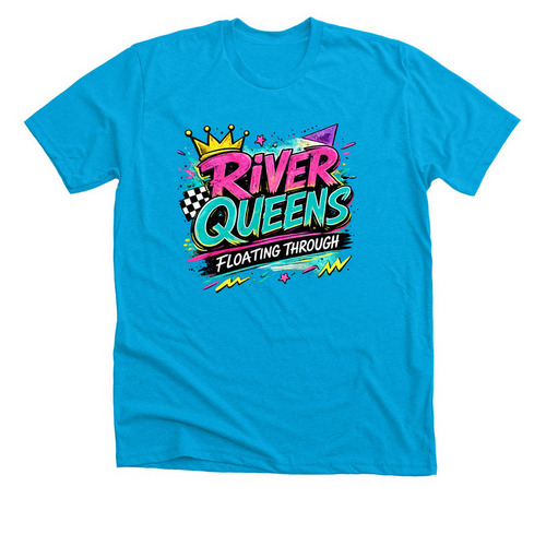 RIVER QUEENS - Cougar Puberty, a Neon Blue Premium Unisex Tee