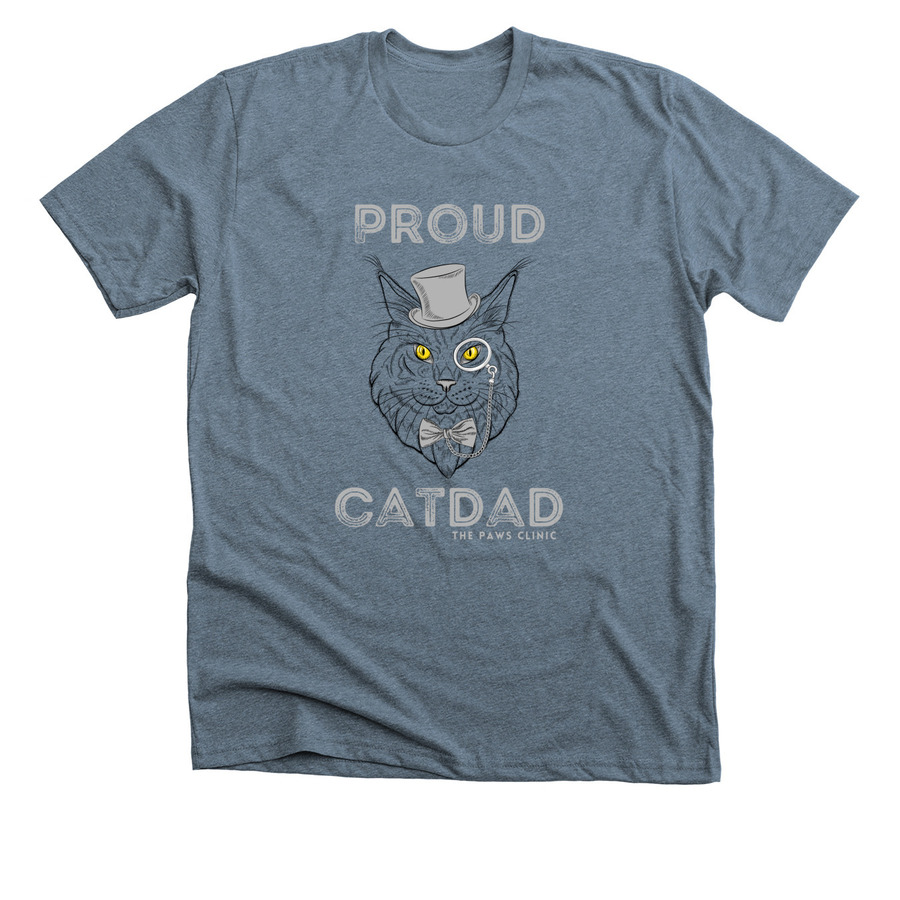 PROUD CATDAD TEE, a Heather Slate Premium Unisex Tee