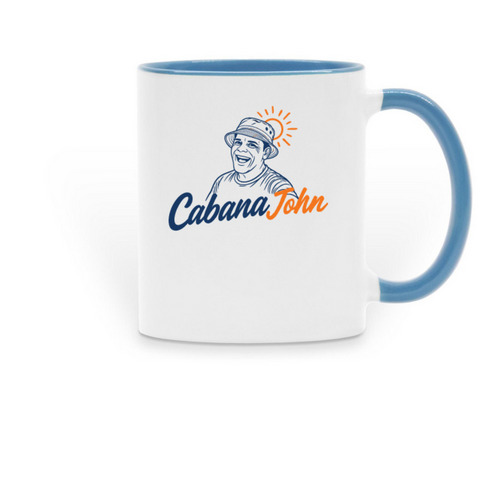 Get your CJ Mugs!, a Light Blue Two-Tone Ceramic Mug