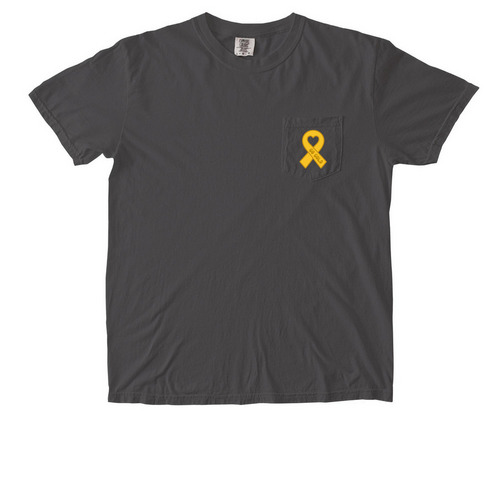 Ribbon Pocket Tee, a Pepper Comfort Colors Pocket Tee