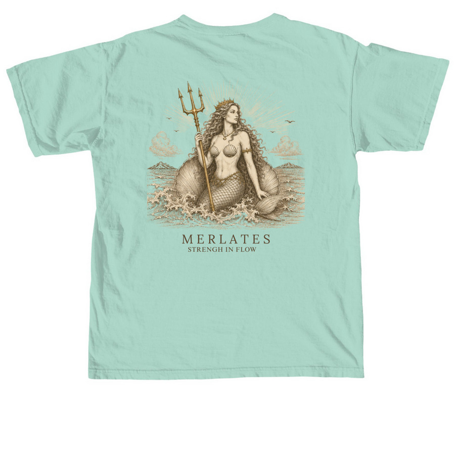 Merlates -Mermaid tee, a Chalky Mint Comfort Colors Unisex Tee (back-view)