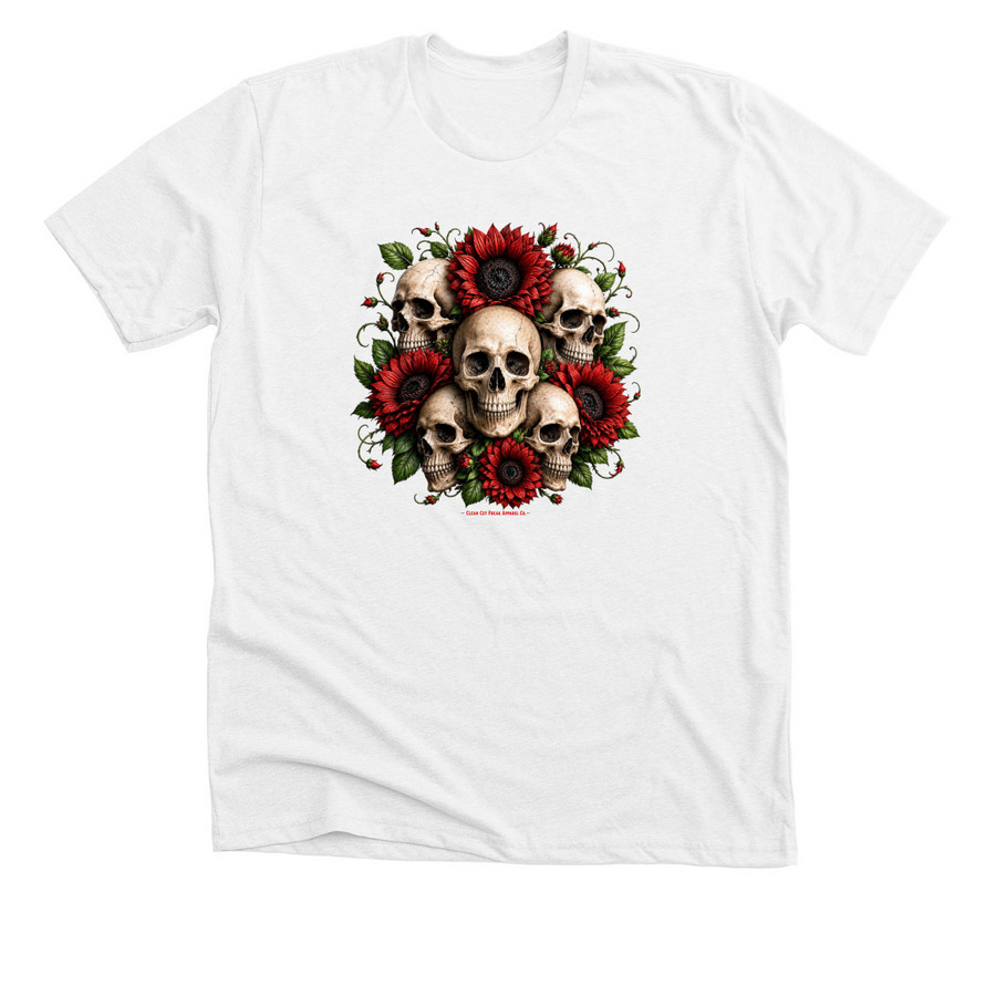 Skulls & Flowers, a Solid White Blend Premium Unisex Tee