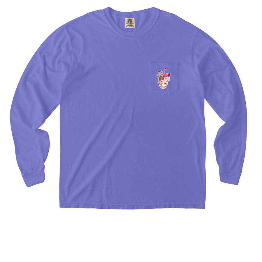 New Logo Pocket Tees, a Violet Comfort Colors Long Sleeve Pocket Tee