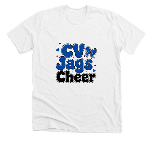 CV Jags Cheer Bow & Hearts, a Solid White Blend Premium Unisex Tee